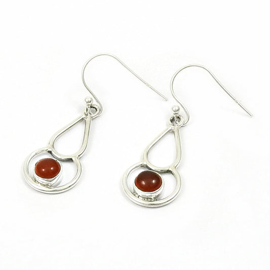 Natural Carnelian Gemstone 925 Silver Drop Dangle Ethnic Earrings For Women S4