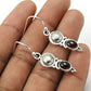 Oval Natural Garnet Dangle Drop Bezel Tribal Hook Earrings 925 Sterling Silver
