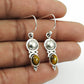 Natural Tiger Eye Gemstone Drop Dangle Boho Brown Earrings 925 Silver D40