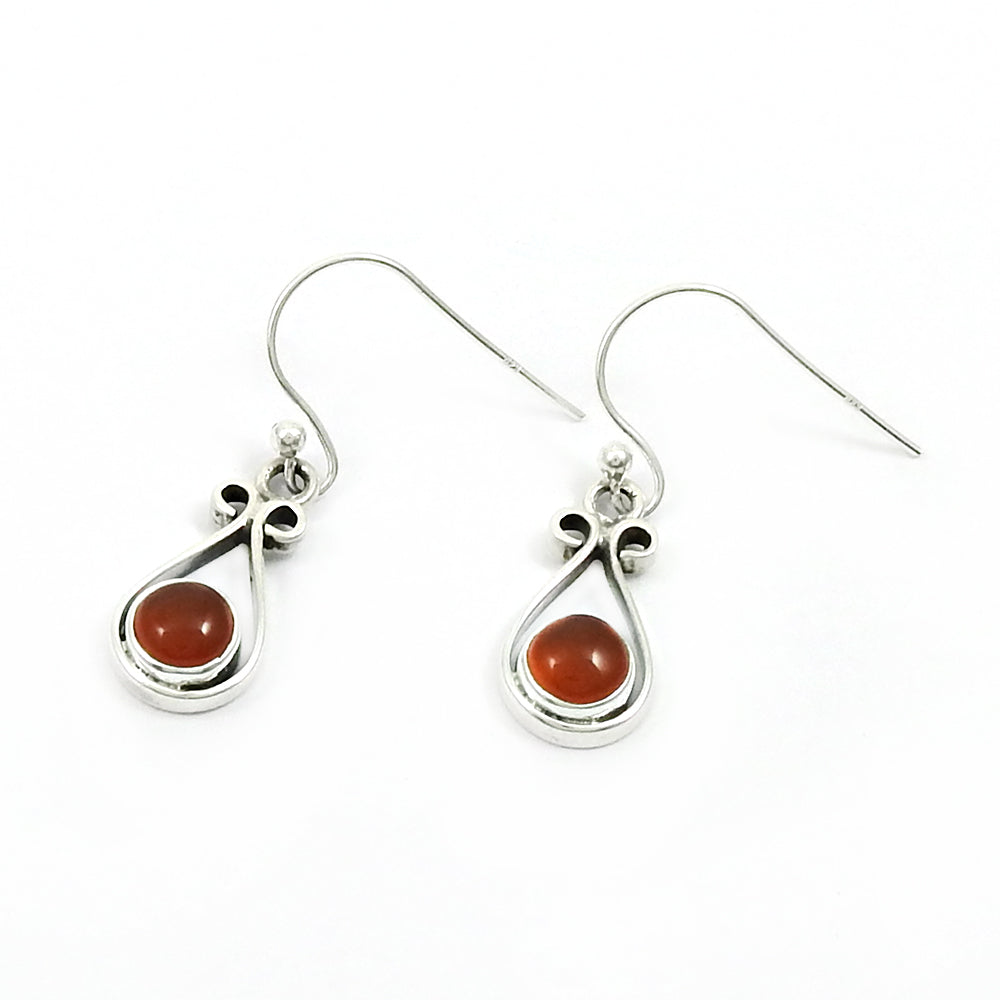 Natural Carnelian Gemstone Drop Dangle Boho Earrings 925 Sterling Silver F5