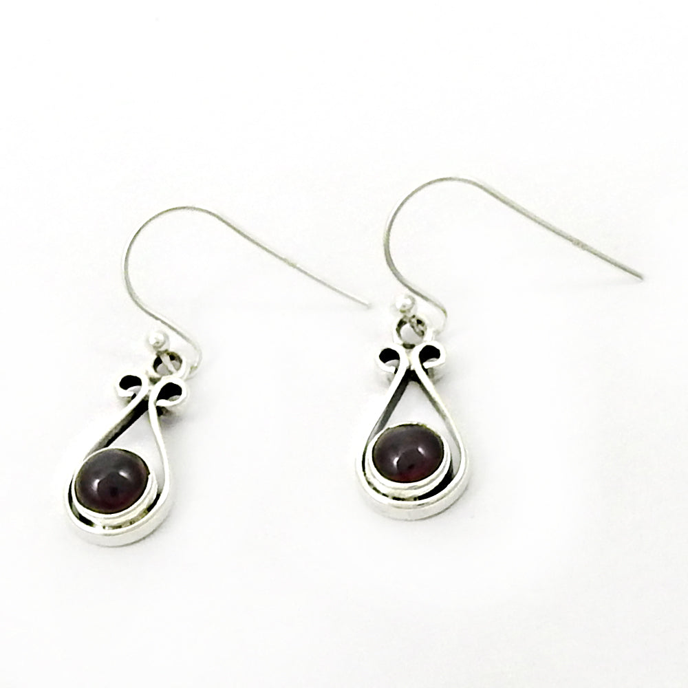 Woman Gift Natural Garnet Drop Dangle Bohemian Earrings 925 Silver G5