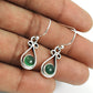 Woman Gift 925 Silver Natural Green Onyx Drop Dangle Tribal Earrings K5