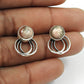 Natural Pink Rhodochrosite Gemstone 925 Silver Stud Earrings Gift For Woman F35