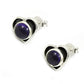 925 Silver Natural Amethyst Gemstone Heart Stud Earrings Woman Gift Jewelry A6