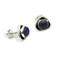Woman Gift Natural Lapis Lazuli Stud Heart Earrings 925 Sterling Silver O2
