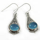 Woman Gift 925 Silver Natural Chalcedony Drop Dangle Tribal Earrings J6