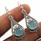 Woman Gift 925 Silver Natural Chalcedony Drop Dangle Tribal Earrings J6