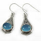 Woman Gift 925 Silver Natural Chalcedony Drop Dangle Tribal Earrings J6