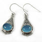 Woman Gift 925 Silver Natural Chalcedony Drop Dangle Tribal Earrings J6