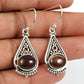 Natural Smoky Quartz Drop Dangle Bohemian Earrings 925 Silver For Girls L6