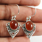 Natural Carnelian Gemstone Drop Dangle Bohemian Earrings 925 Silver For Girls F6