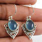 Oval Natural Chalcedony 925 Sterling Silver Boho Anniversary Dangling Earrings