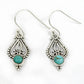 Natural Turquoise Drop Dangle Antique Look Earrings 925 Silver For Girls A12