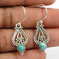 Natural Turquoise Drop Dangle Antique Look Earrings 925 Silver For Girls A12