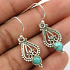 Natural Turquoise Drop Dangle Antique Look Earrings 925 Silver For Girls A12