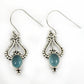 Oval Chalcedony Gemstone 925 Sterling Silver Dangle Drop Vintage Look Earrings