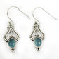 Oval Chalcedony Gemstone 925 Sterling Silver Dangle Drop Vintage Look Earrings