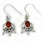 925 Sterling Silver Oval Carnelian Gemstone Tribal Art Deco Dangle Drop Earrings