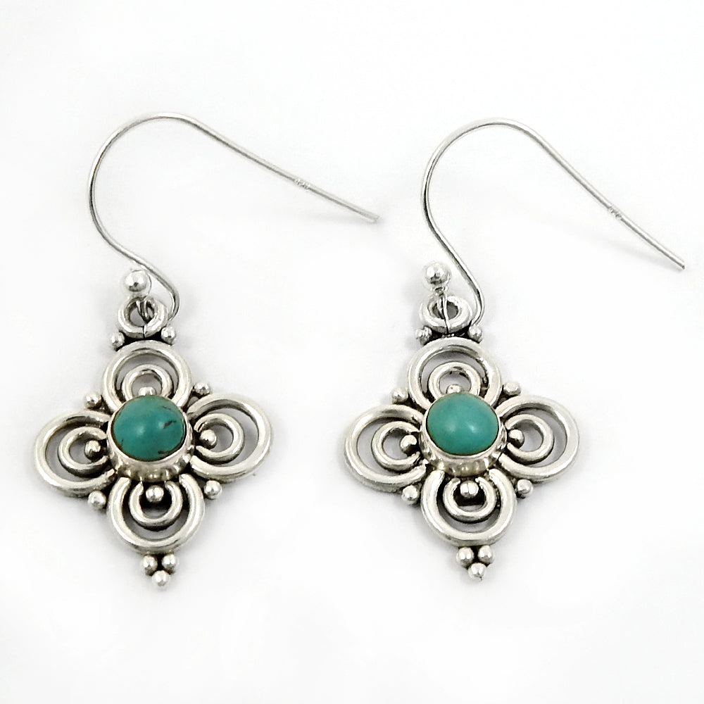 Turquoise Gemstone Earrings 925 Sterling Silver Ethnic Jewelry Gift For Her K2