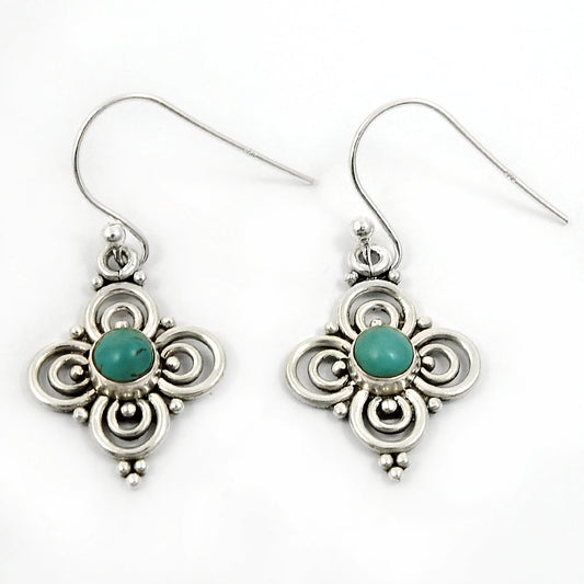 Turquoise Gemstone Earrings 925 Sterling Silver Ethnic Jewelry Gift For Her K2