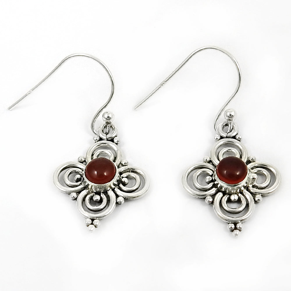 Woman Gift Natural Carnelian Gemstone 925 Sterling Silver Earrings P60