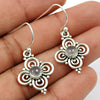 Natural Chalcedony Gemstone Drop Dangle Tribal Earrings 925 Sterling Silver B13