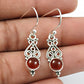 Natural Carnelian Gemstone Drop Dangle Bohemian Earrings 925 Sterling Silver Z17