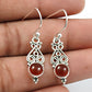 Natural Carnelian Gemstone Drop Dangle Bohemian Earrings 925 Sterling Silver Z17