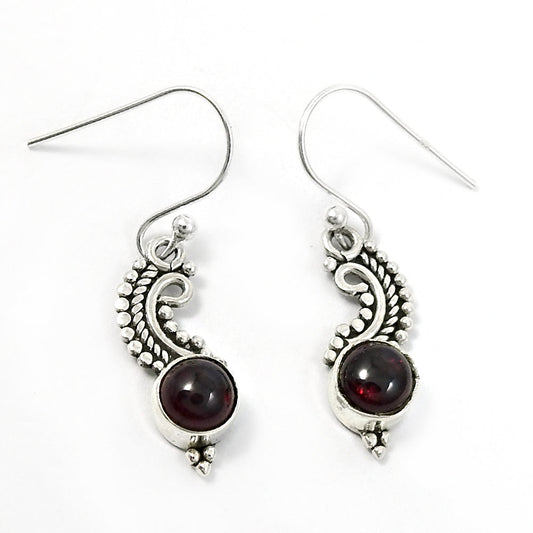 Garnet Gemstone Unique Drop Dangle New Antique Look Earrings 925 Sterling Silver