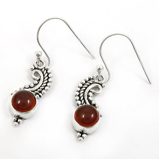 Natural Carnelian Gemstone 925 Silver Drop Dangle Artisan Earrings For Girls B53