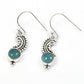 Woman Gift Natural Chalcedony Drop Dangle Vintage Earrings 925 Silver H53