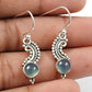 Woman Gift Natural Chalcedony Drop Dangle Vintage Earrings 925 Silver H53