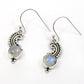 Rainbow Moonstone Stone Antique Look Dangle Drop Earrings Solid Sterling Silver