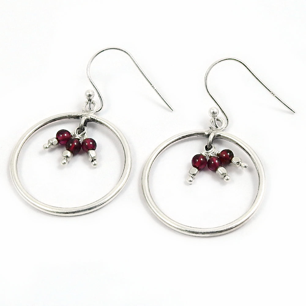 Gift For Woman Drop Dangle Bohemian Earrings 925 Silver Natural Garnet E14