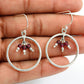 Gift For Woman Drop Dangle Bohemian Earrings 925 Silver Natural Garnet E14