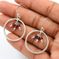 Gift For Woman Drop Dangle Bohemian Earrings 925 Silver Natural Garnet E14