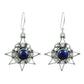 Natural Lapis Lazuli Gemstone Drop Dangle Vintage Earrings 925 Silver V7