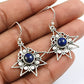 Natural Lapis Lazuli Gemstone Drop Dangle Vintage Earrings 925 Silver V7
