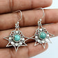 Natural Turquoise Gemstone Drop Dangle Vintage Earrings 925 Silver For Girls E8