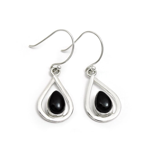 Black Onyx Gemstone 925 Solid Silver Dangle Drop Wedding Root Chakra Earrings