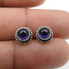 Gift For Her Natural Amethyst Stone Stud Earrings 925 Sterling Silver Jewelry