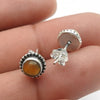 Sisters Day Sale 925 Solid Silver Tiger Eye Gemstone Boho Stud Mother Earrings