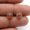 Gift For Her Natural Carnelian Stone Stud Earrings 925 Sterling Silver Jewelry