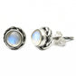 Natural Rainbow Moonstone Gemstone Stud White Earrings 925 Sterling Silver G9