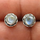 Natural Rainbow Moonstone Gemstone Stud White Earrings 925 Sterling Silver G9