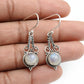 Drop Dangle Vintage Earrings 925 Silver Natural Rainbow Moonstone L9