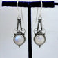 Drop Dangle Vintage Earrings 925 Silver Natural Rainbow Moonstone L9