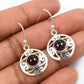 Woman Gift Natural Garnet Drop Dangle Boho Earrings 925 Sterling Silver O9