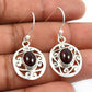 Woman Gift Natural Garnet Drop Dangle Boho Earrings 925 Sterling Silver Q1