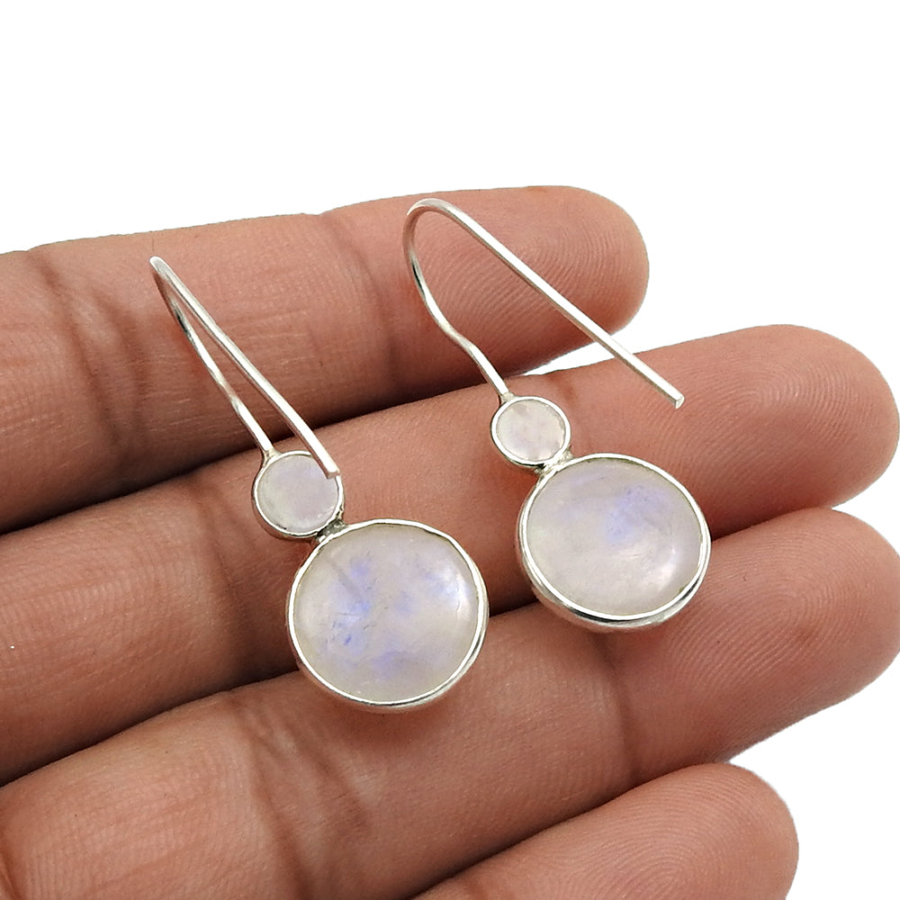 Natural Rainbow Moonstone 925 Silver Drop Dangle Vintage Earrings For Women X10